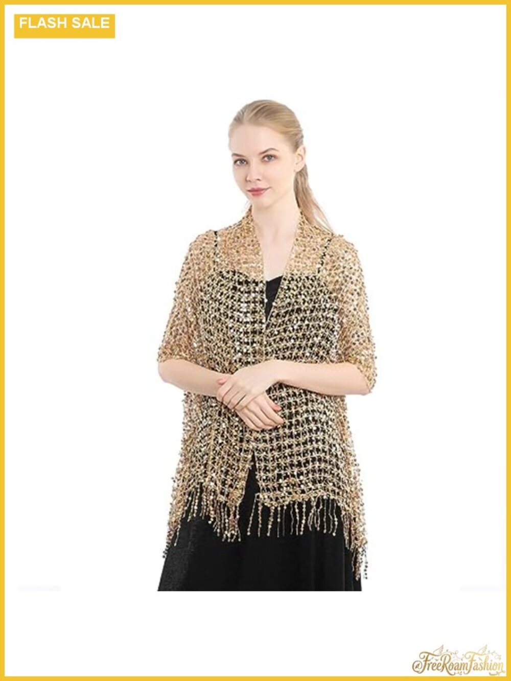 Lightweight Sequin Embroidered Shawl Wrap for Weddings & Parties